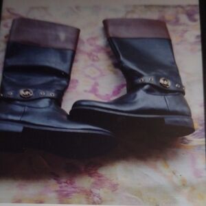 Michael Kors Black and Brown Two-Tone Leather Women's Boots